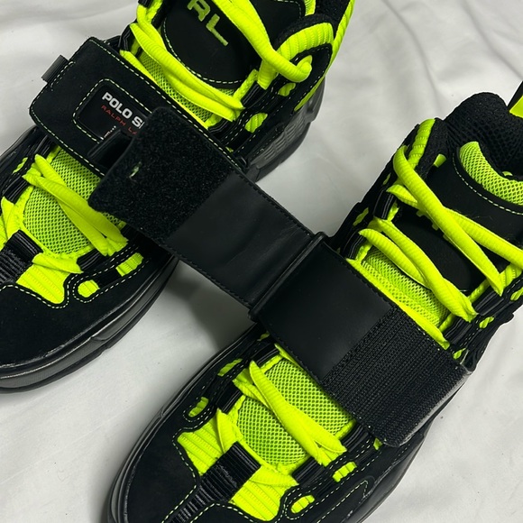 Ralph Lauren Polo Sport Mens shoes BlackYellow PS100 High Top RL Made in Vietnam - Picture 8 of 16